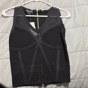 Bebe Black V-Neck Tank Top